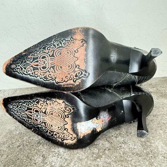 Los Altos Black Heeled Boots Python Snake Leather Women’s Size MX 24.5 US 7.5 - Picture 5 of 12